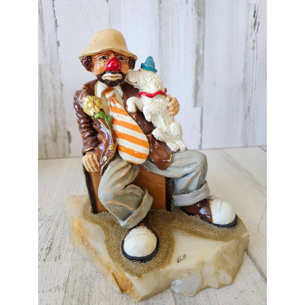 Vintage Ron Lee carl‎ pal 1979 RARE clown dog hobo suitcase travel circus statue